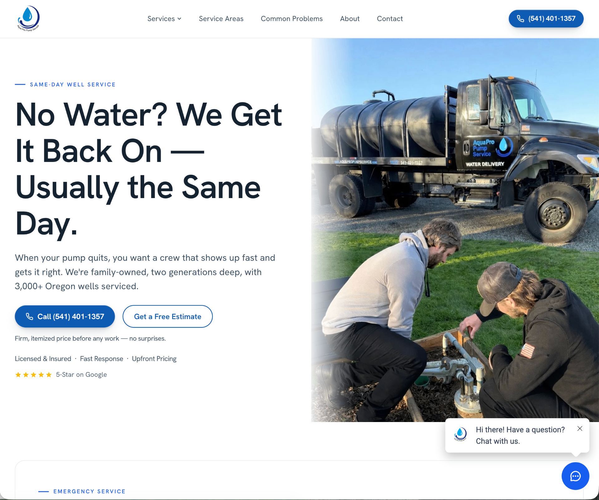 Aqua Pro Pump Service website